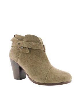 Unworn RAG & BONE Taupe Suede Leather Strapped Cap Toe Block Heel Bootie 38.5